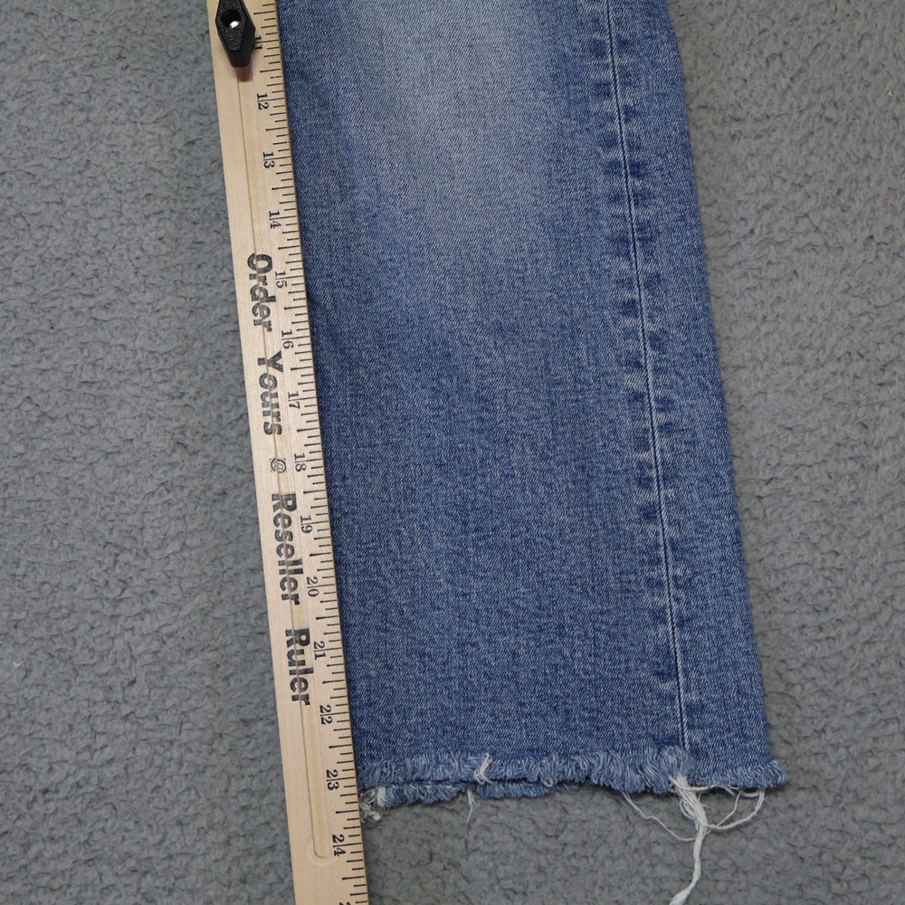 Madewell Mid-Rise Kick Out Jeans Blue Raw Hem Cropped Flare Denim 27 - Picture 7 of 11